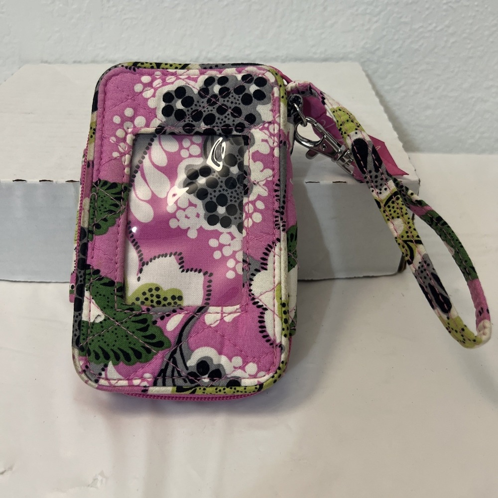 Vera Bradley Retired Pricilla Pink Wallet ID Credit Card Wristlet Strap 11 X 6